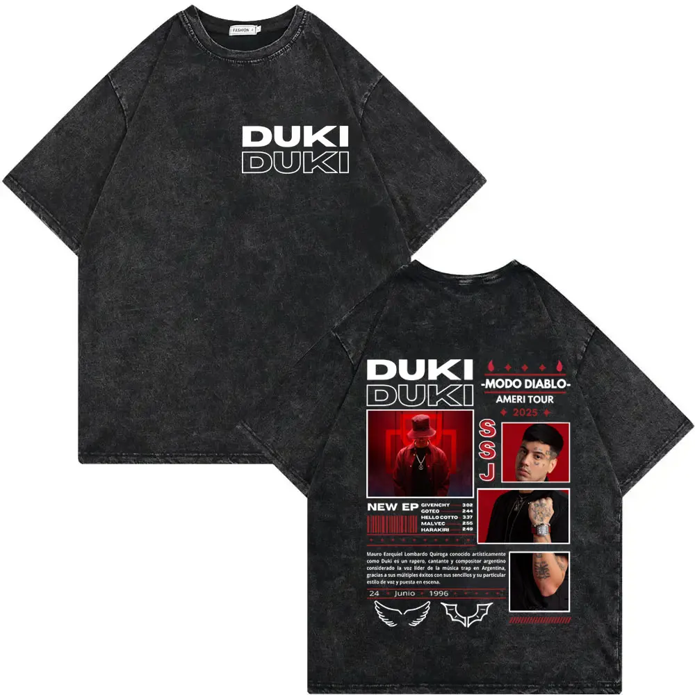 

Vintage Washed Rapper Duki Tour 2025 T-shirts High Quality Fashion Short Sleeve T-shirt Men Women Clothing Harajuku Y2k T Shirt