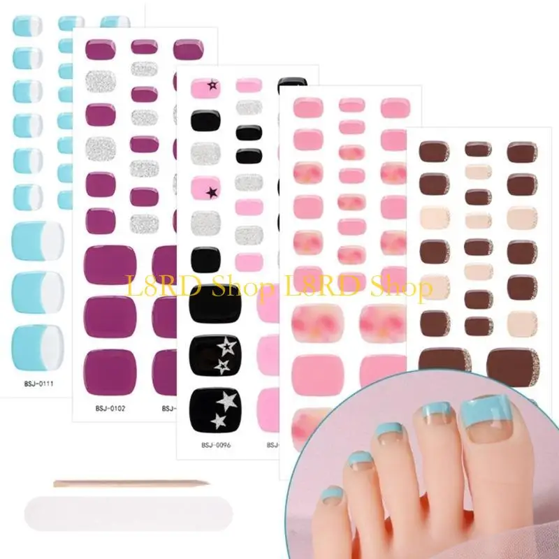 l8rd gel toe toe แถบสำหรับผู้หญิงผู้หญิงยาว toenail polish wraps ง่าย ๆ ใช้งาน UV/LED