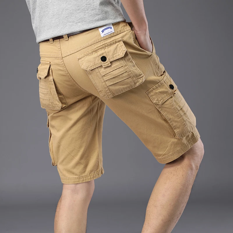 2024 Summer Solid Color Casual Shorts Multi-Pocket Men Cargo Jogger Running Beach 28-38 X110
