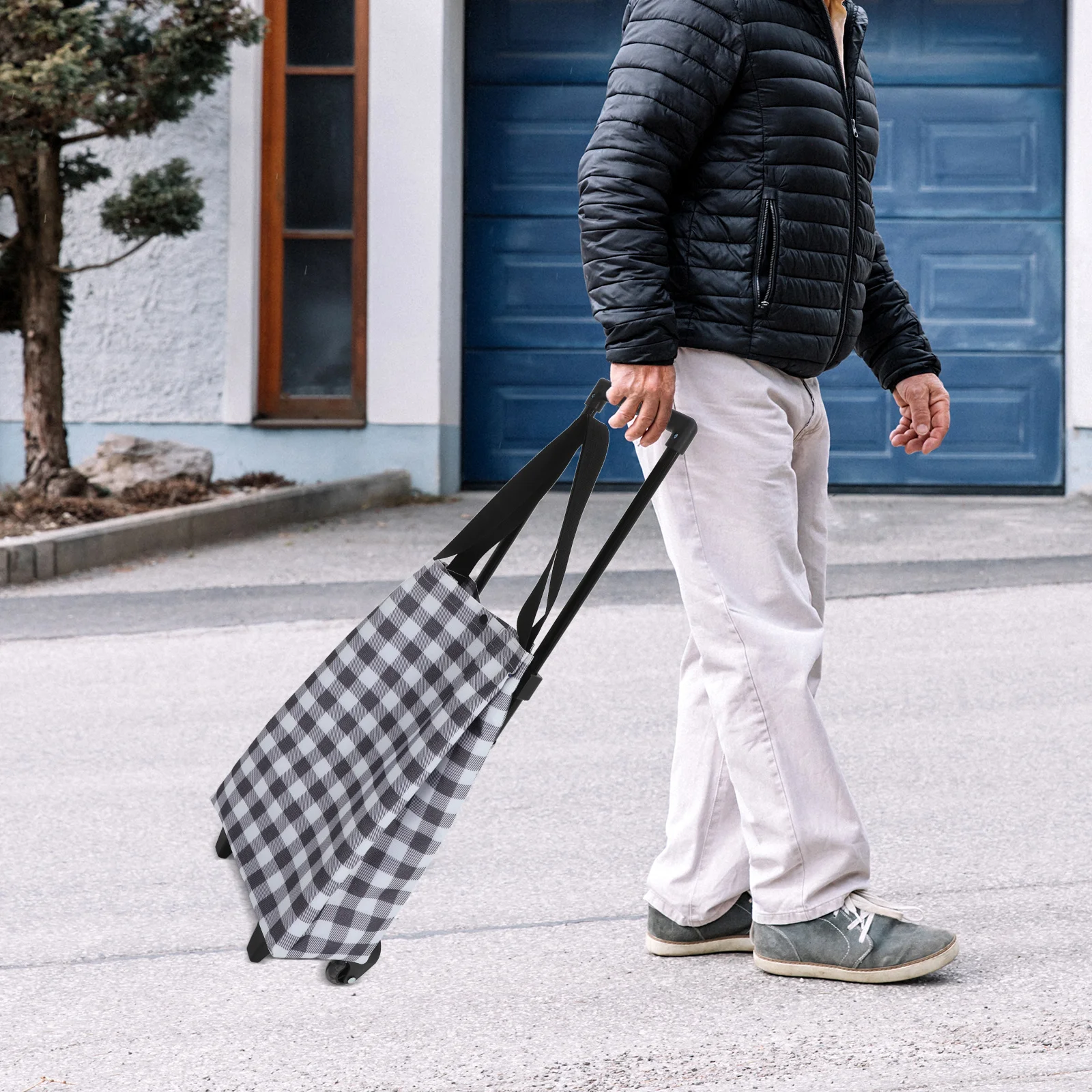 

Collapsible Shopping Cart with Wheels Portable Lightweight Trolley Extendable Handle Ideal for Urban Environments