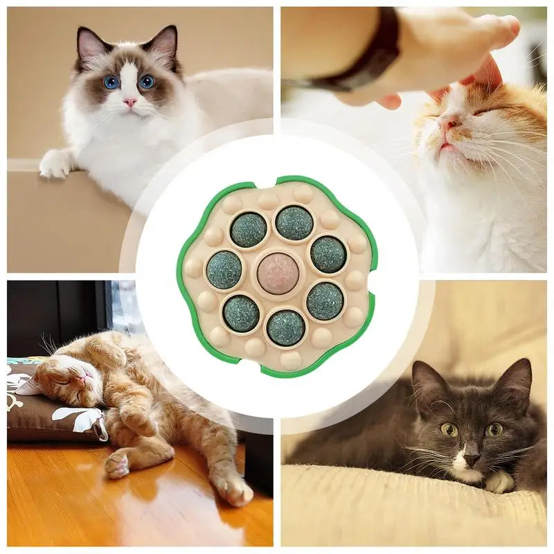 Catnip Wall Stick-on Ball para gato, Bolas Catnip Naturais, Brinquedo de forma de lótus, Brinquedo saudável