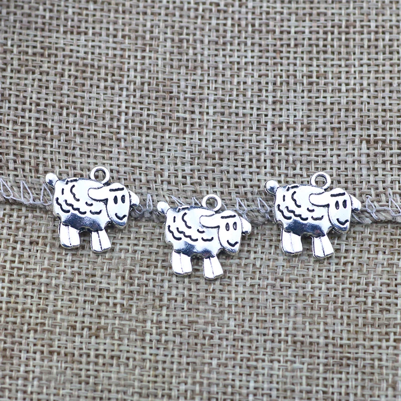 10 Pieces 16*18mm Mixed Alloy Antique Silver Color Sheep Charms Necklace Pendant Accessory For DIY Jewelry Making