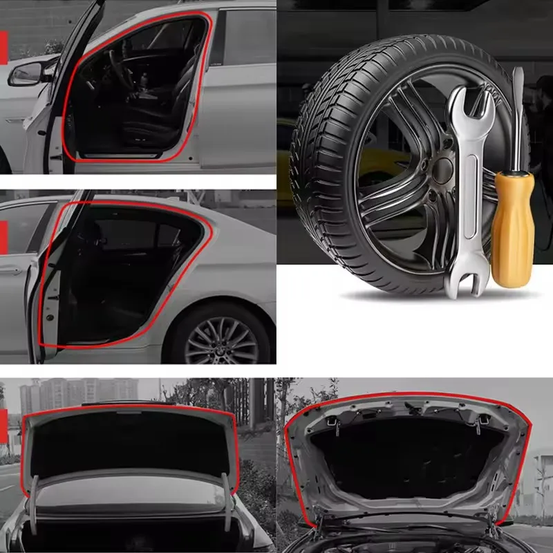 B Shape Auto Door Edge Rubber Weatherstrip, Sound Insulation Sealing Strip for Car Engine Hood & Trunk, Universal Automotive Sea