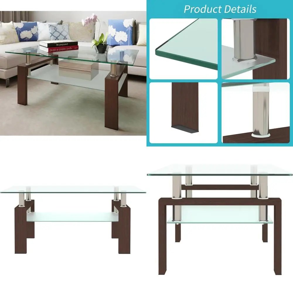 

Modern Glass Coffee Table, Tempered Glass Living Room Furniture, Elegant Centerpiece for Contemporary Spaces