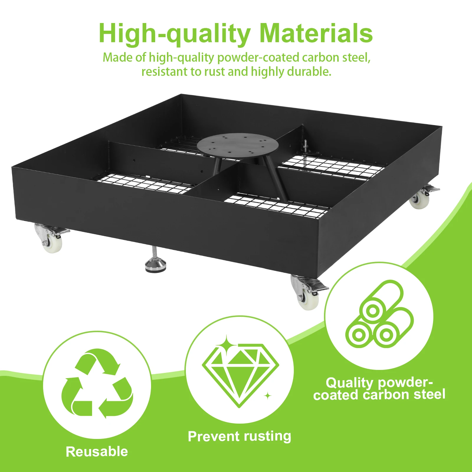 

Carbon Steel Parasol Fillable Base Stand 1100LBS Capacity Cantilever Umbrella Base with 4 Lockable Wheels for Deck Lawn Poolside