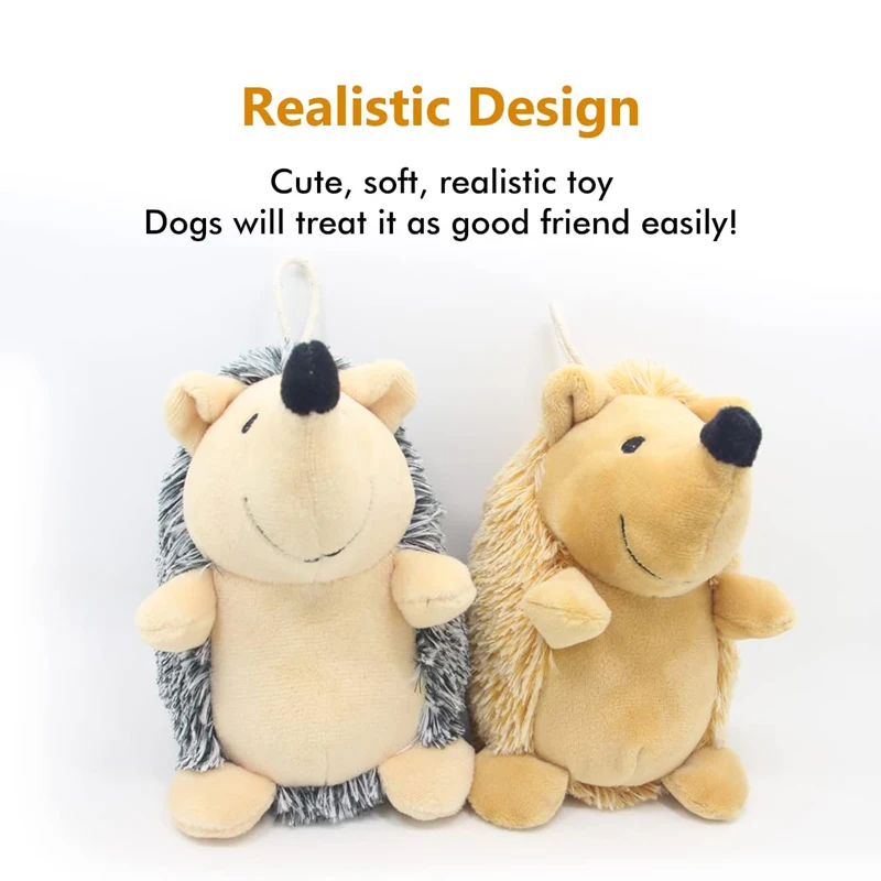 Dog Squeaky Toys Hedgehog Stuffed Plush Dog Chew Toys Durable Interactive Dog Toys for Small Medium and Large Dogs