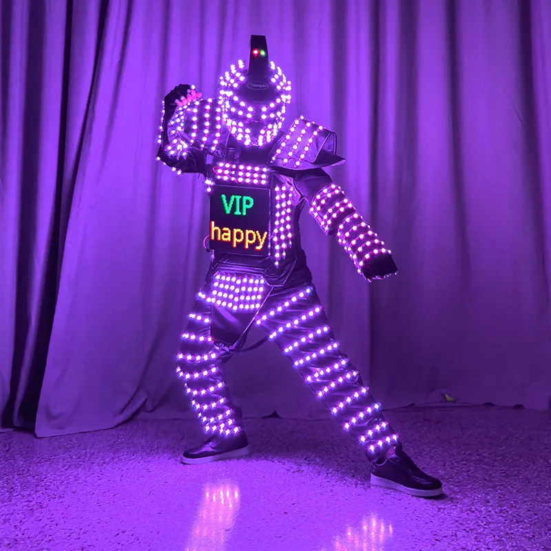 LED Robot Costume Helmet Man Programmable LED Screen Nightclub Light up Armor Halloween Cosplay Party Stage Performance 2026