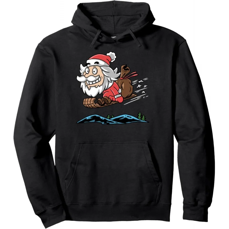 Men's long sleeved interesting Santa Claus pattern pullover hoodie