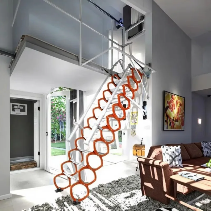 

2-3.5m Electric Aluminum-Magnesium Alloy Telescopic Stairs for Modern Attic Villa Indoor Use Space-Saving Retractable Design