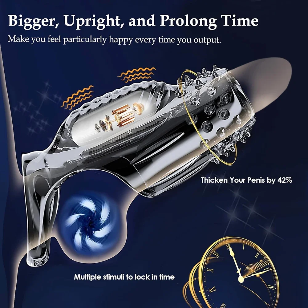 Vibrating Cock Ring for Men Silicone Penis Vibrator Intense Mens Vibrator Longer Harder Stronger Erection Adult Sex Toy for Men image 5