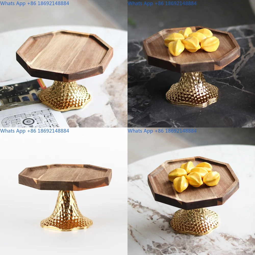 Hexagonal Solid Wood Fruit Display Stand for Hotel Villa Bakery Dessert Shop Decor