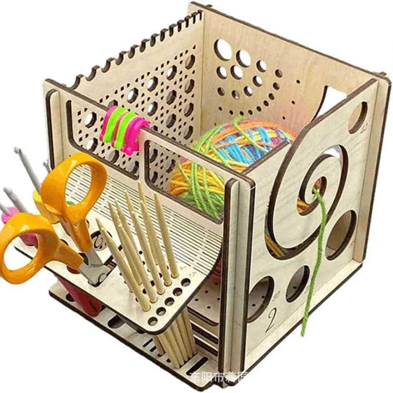 Creative Wooden Yarn Bowl Crochet Organizer Storage Holder DIY Wooden Yarn Dispenser Knitting Bowl For Knitting Crochet Skeins