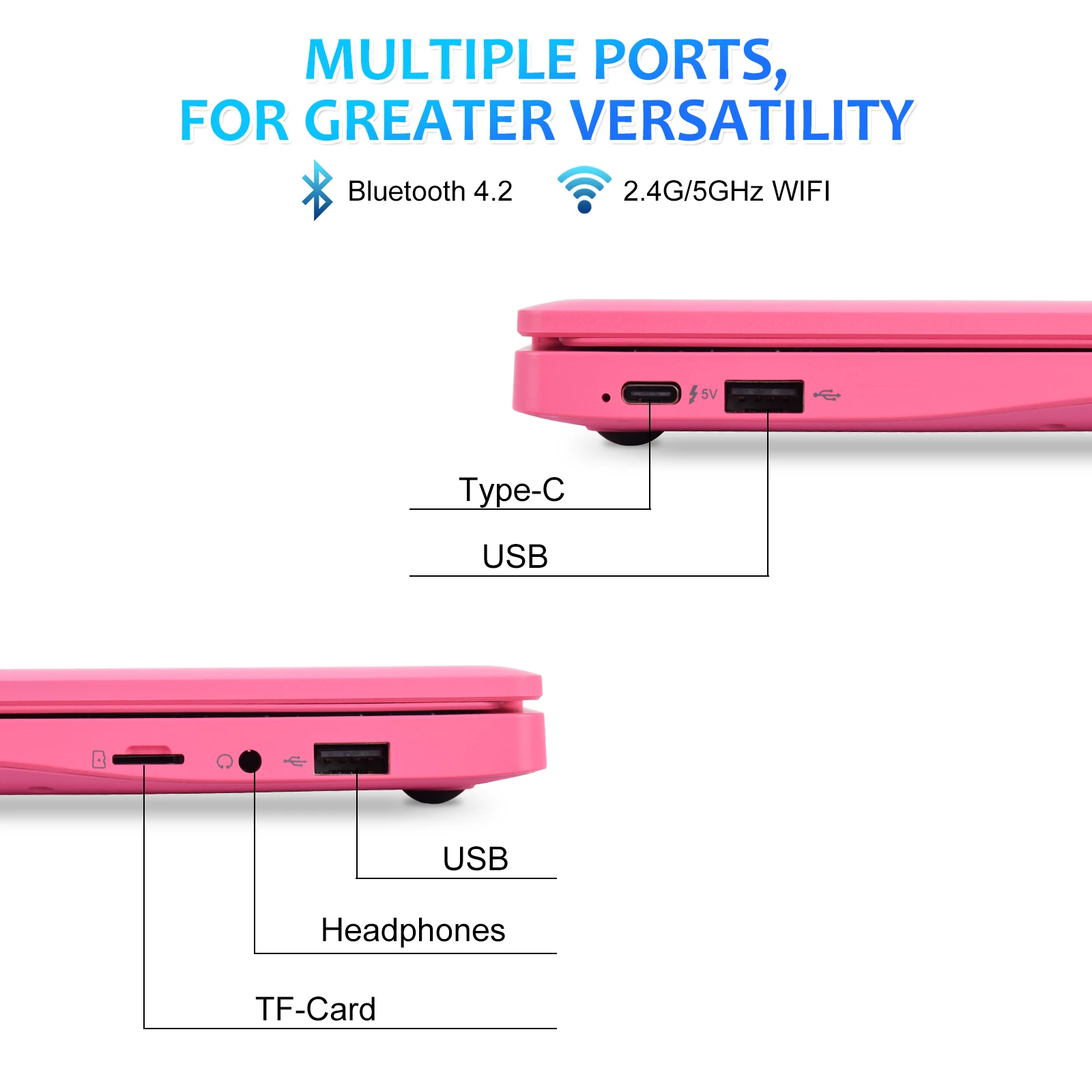 Mini laptop barato de 10,1 polegadas Android 12, 2 GB + 64 GB 5000 mAh Bateria, computador portátil leve para estudo de trabalho, tela HD, WiFi