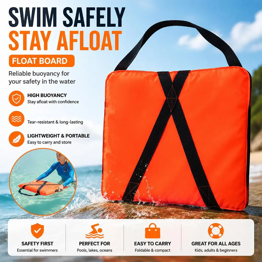 Lifeguard Rescue Float Board Bright Orange High Visibility Nylon Foldable Design for Swimming Pool Emergency Water Rescue Gear