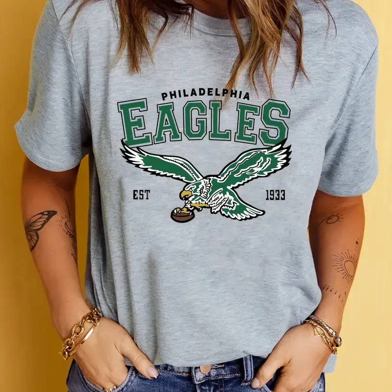 American Summer Women Cotton T Shirt Philadelphia City Short Sleeve Tee Shirt Free Shipping Eagles Rugby Clothes