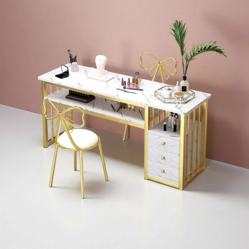 Nail Table, Nail Salon Dedicated Table, Chair, Storage Cabinet, Nails Salon Workbench, Minimalist Double Person Nails Salons