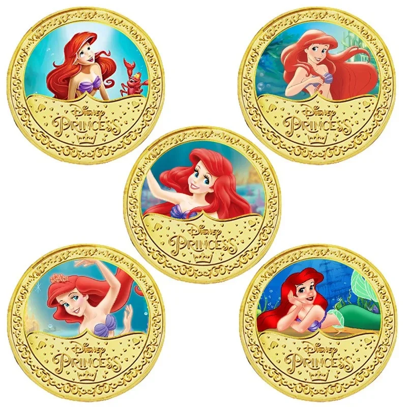 

Disney Mermaid Princess Ariel Commemorative Coin Metal Coin Cartoon Movie Character Lucky Coin Collection Coins Children Gift