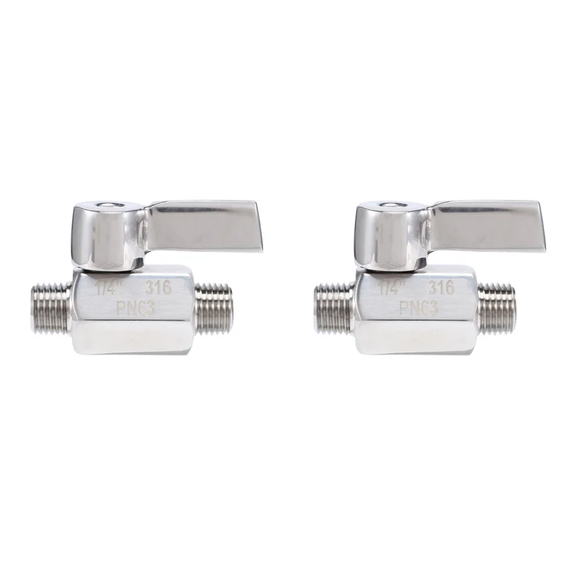 حار Sale-2X 316 صمام كروي غير قابل للصدأ - 1/4 بوصة NPT الموضوع ذكر صمام كروي صغير (1/4 بوصة ذكر وذكر)