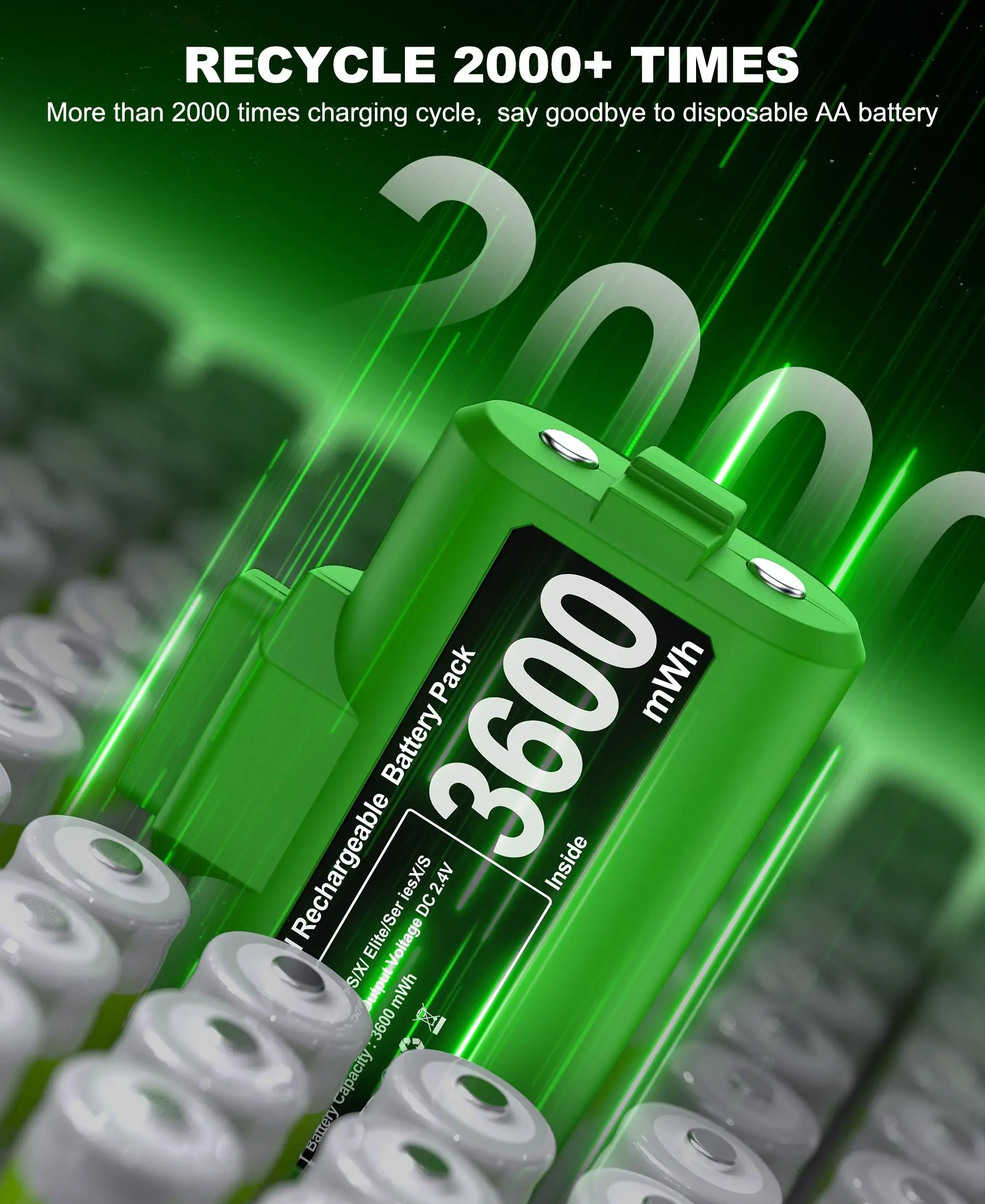 B101/B100 для Xbox One/Xbox Series X | S, аккумулятор для контроллера Xbox 2x3600 мВтч для аксессуаров Xbox Series X/S/Xbox One S/X/Elite