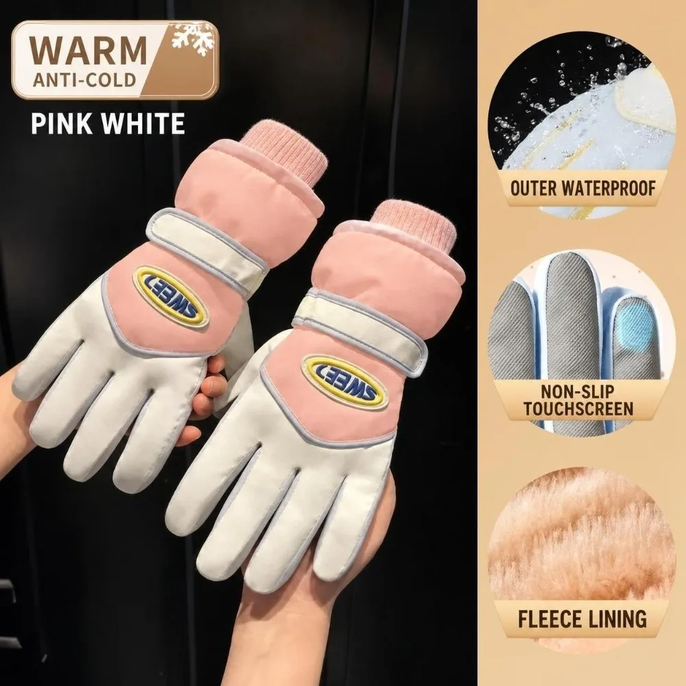 1 Pair Durable Full Finger Snowboard Gloves Soft Waterproof Skiing Gloves Warm Keep Lining Winter Gloves Snowboard