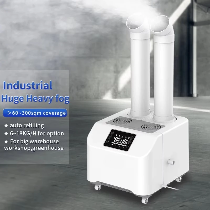 20L/H Smart Big Industrial Ultrasonic Humidifier Machine Greenhouse Plant Supermarket Cool Mist Auto Refill 100-240VACSpray Fog