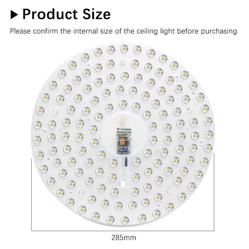 Imagem -02 - Módulo de Substituição de Luz de Teto 220v Painel Led Regulável 72w Placa de Luz Led Redonda Módulo de Economia de Energia para Lâmpadas de Teto