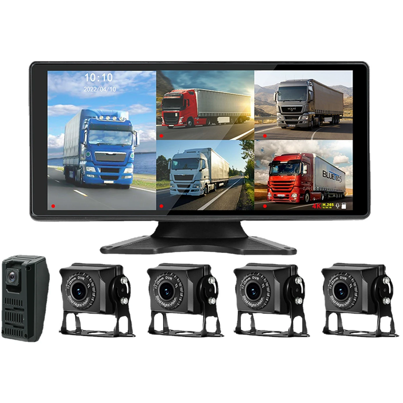 Best 10'' display four 1366P camera 4 Channel Car Mobile DVR MDVR Camera Kits For Heavy Vehicle