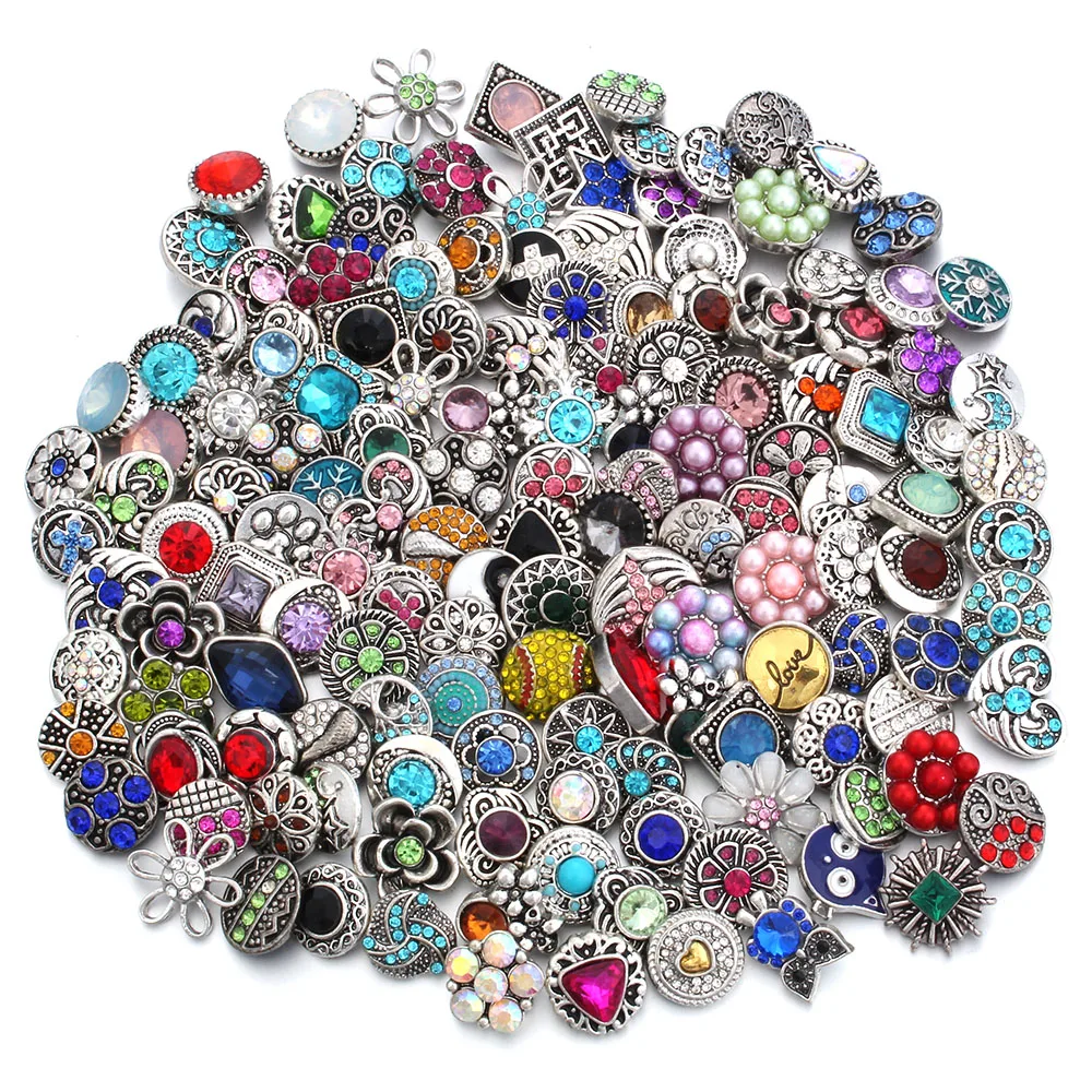 5 sztuk/partia nowy przycisk Snap DIY Mini kryształ Rhinestone okrągły 12mm metalowe zatrzaski przyciski Charms dla 12mm przystawki bransoletka