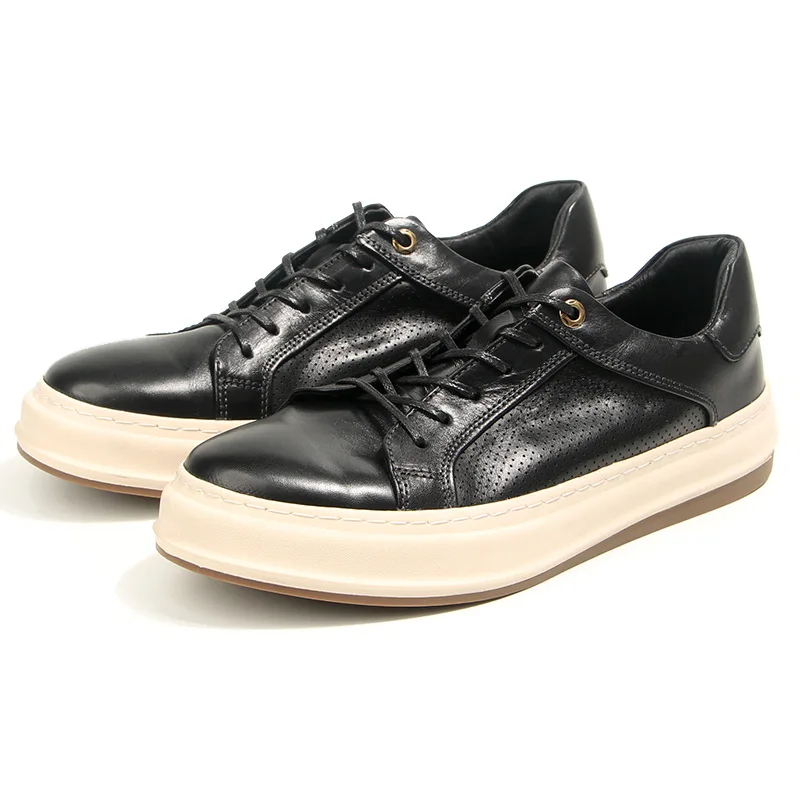 CLAIAMI Washed Horse Leather Men Sneakers Trendy Lace-up Rubber Luxury Men Shoes Casual Leather Shoes for Men Zapatos De Hombre image 5