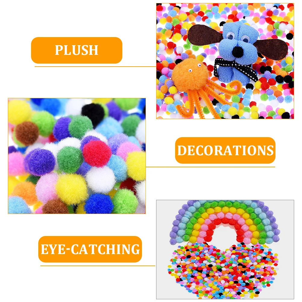 Pompón de bolas pequeñas y esponjosas para niños, pompón de felpa para manualidades, color marrón, 3x3cm, 200 piezas