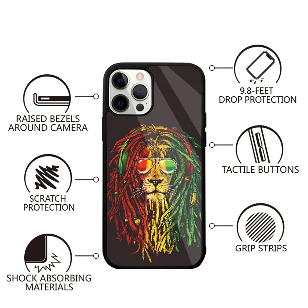 B-Bob M-Marley Rasta Lion Phone Case For iPhone 15,14,13,12,11,Plus,Pro,Max Mini Magsafe Magnetic Wireless Charging