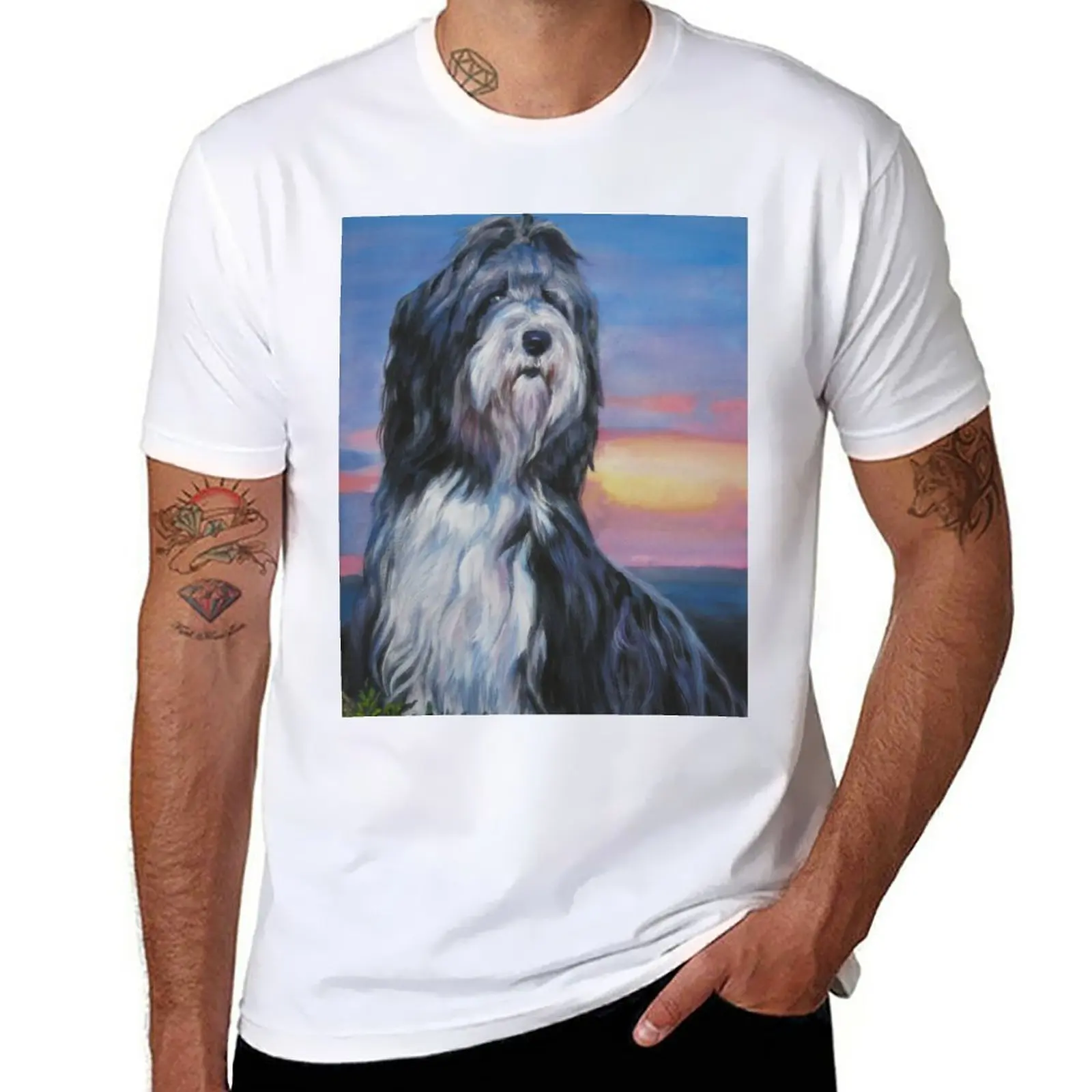 

New Bearded Collie Fine Art Painting T-Shirt oversized t shirt graphic t shirt Men's cotton t-shirt