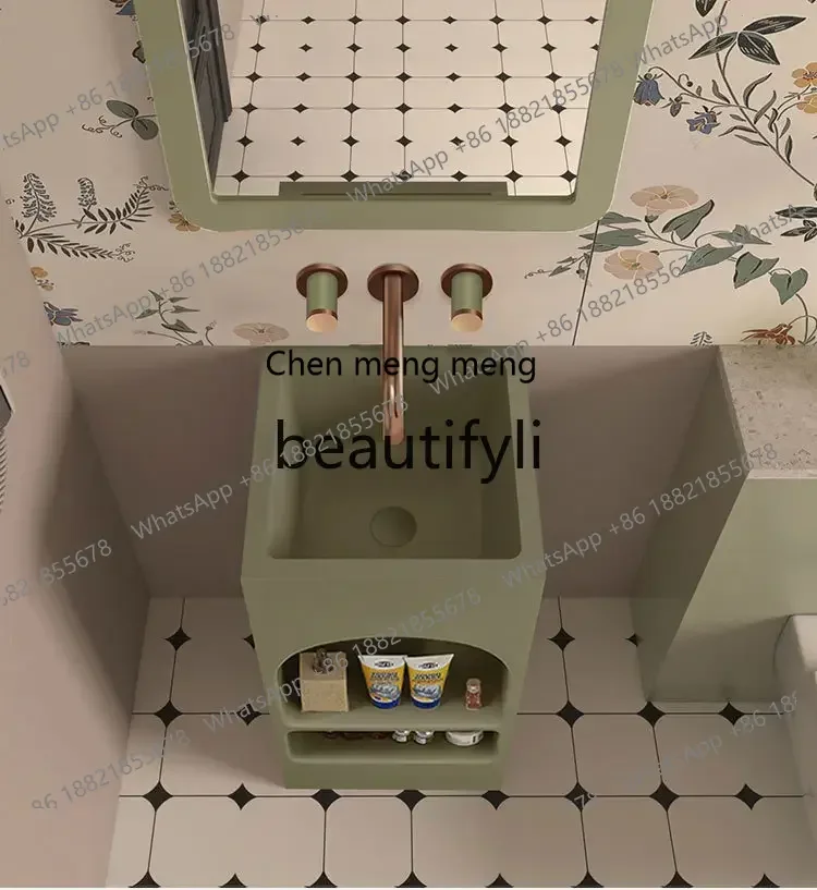 New arrive French washbasin art wash basin bathroom storage with grid small floor type