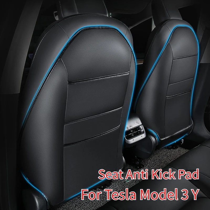 

For Tesla Model 3 Highland Model Y Juniper 2025 Seat Kick Pad Leather Back Anti Kick Protector Cover Seat Back Pads Accessories