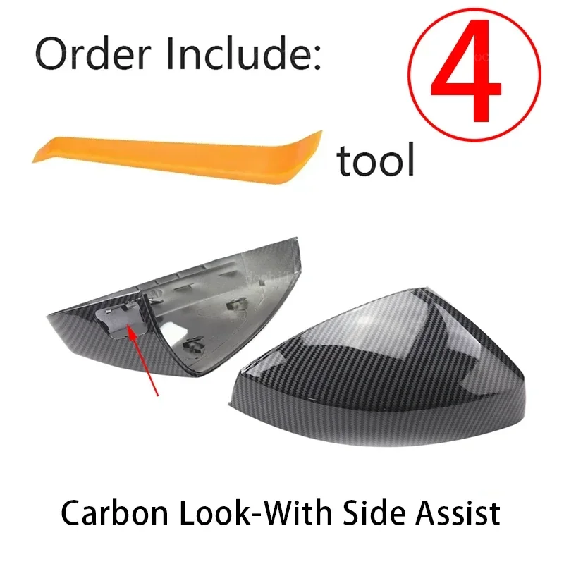 Zwart Koolstofvezel Patroon Spiegel Cover Paar voor Audi A3 S3 8V RS3 2013-2019 Side Assist caps Overlay Accessoires