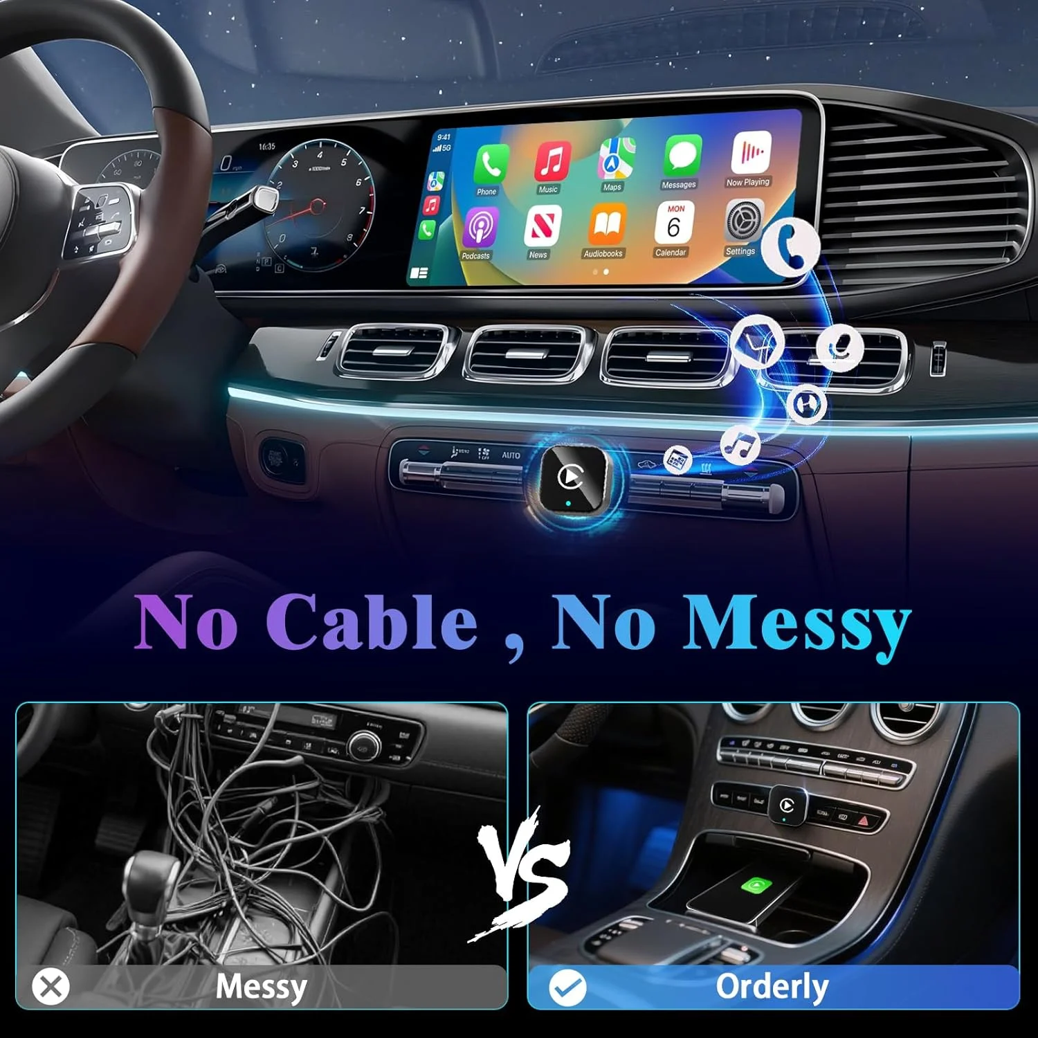 XFY 2in1 Wired to Wireless CarPlay Adapter, Android Auto Dongle, High-Quality Car Accessory Smart Box 5GHz WiFi Type-C/USB New