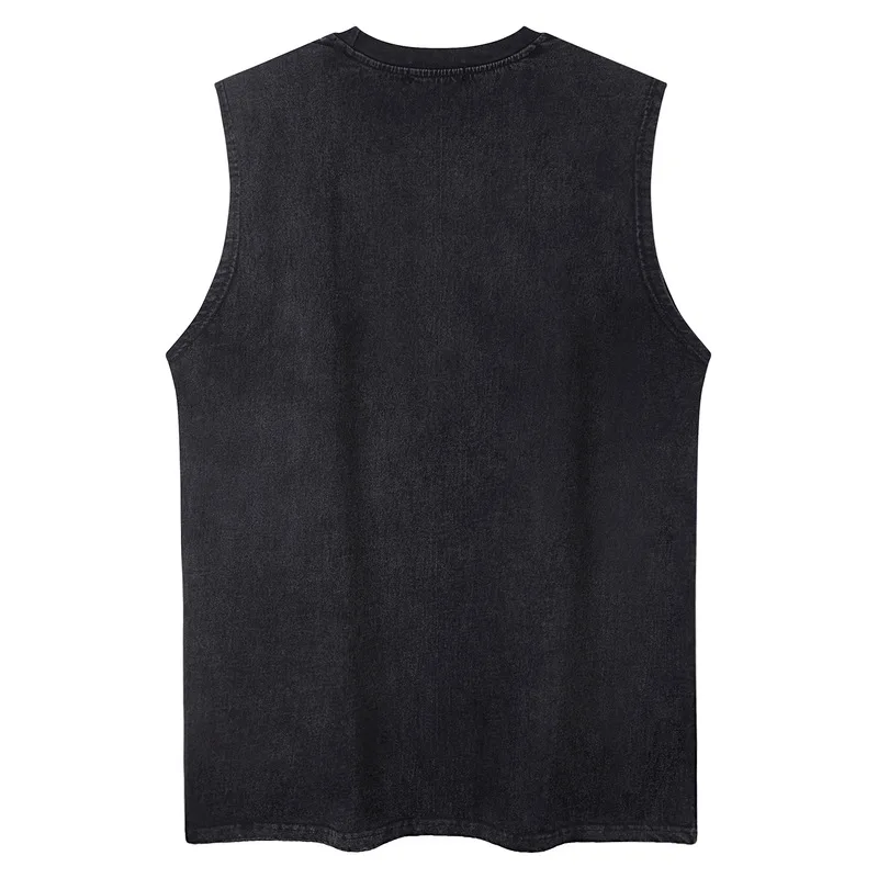 Men's Fashion Vibe Style Hip Hop Tank Tops High Street Skeleton Vests Loose Fit Skull Printed Sleeveless Tops Washed Retro Tees