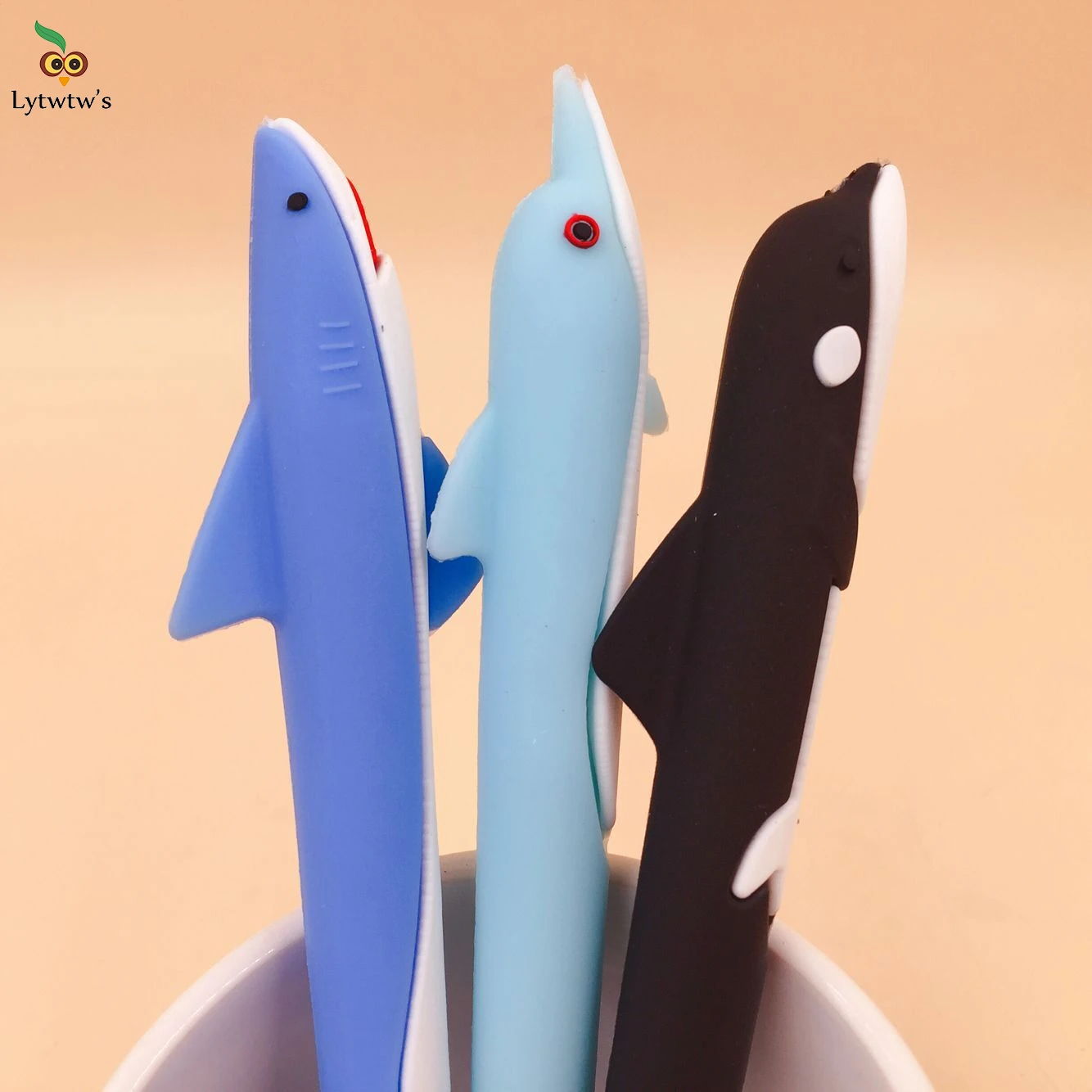 3 Pcs Fish Shark Soft Silicone Cute Stationery Gel Pen Creative Sweet pretty lovely