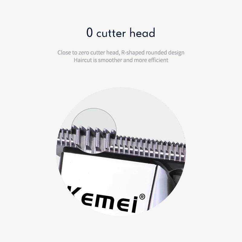 Kemei cortadora de pelo inalámbrica para peluquero máquina cortadora de pelo de borde sin cable Zero Gapped corte de cerca para revestimiento