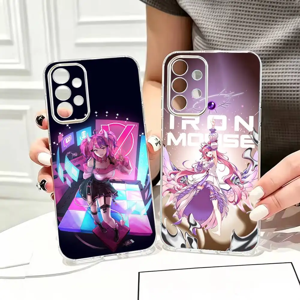 Demon queen with pink hairI-IronmouseS  Painted Phone Case Transparent TPU For Samsung S22,23,24,25,21,10,9,Ultra,Plus