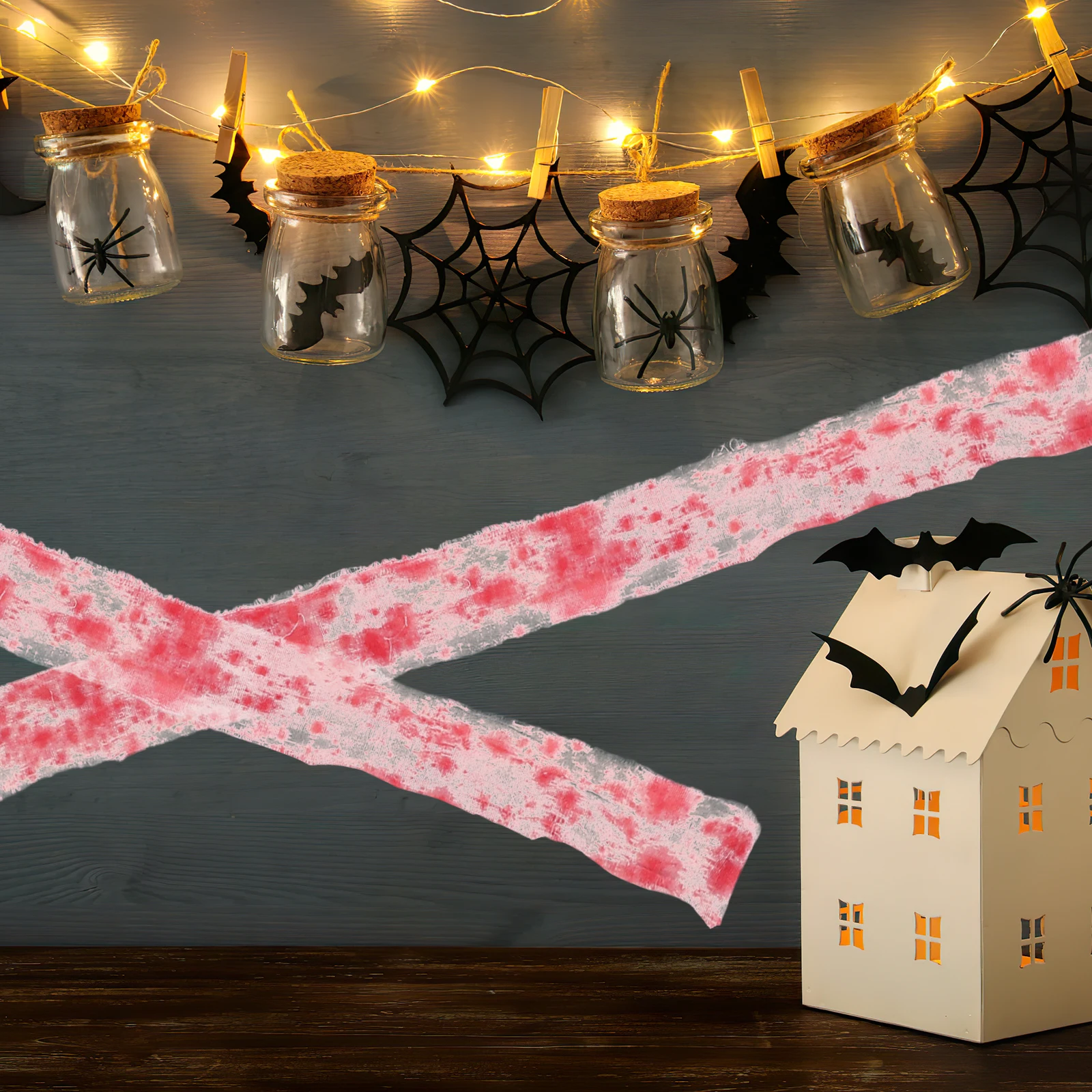 

Bloody Cloth Strips Spooky Gauze Decor Simulation Blood Stain Fabric For Halloween Party Decoration Haunted House Props