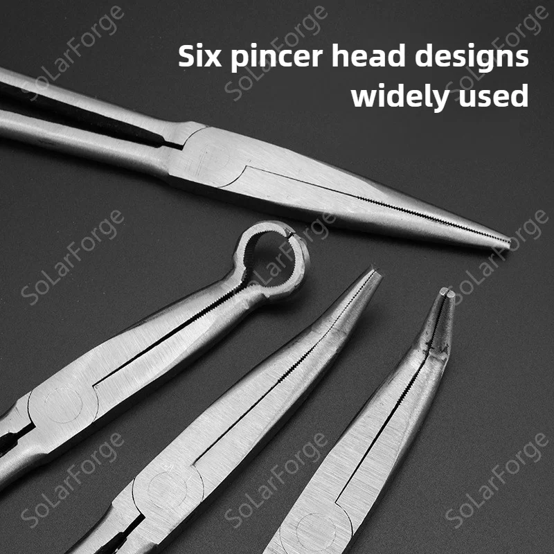 11inch Multi-purpose Long Nose Pliers 0/25/45/90 Degree Curved Flat Mouth Pliers O-shaped Pliers for Auto/Motocycle Repair Tools