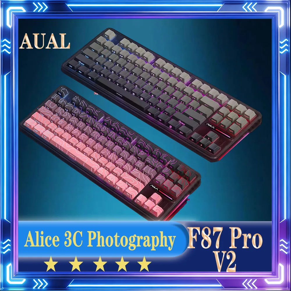 

AULA F87 Pro V2 Mechanical Keyboard Wireless Bluetooth Tri Mode Low Latency E-Sports Gaming Keyboard Gasket PC Accessories