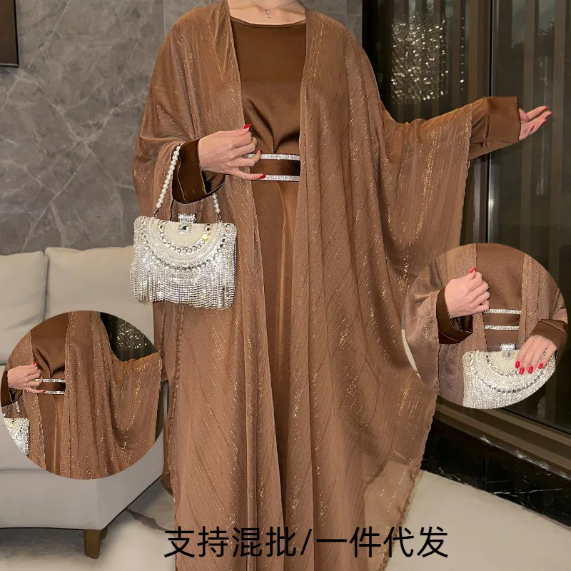 

2026 Spring Summer Women's Gold Thread Sparkle Maxi Dress Gown Matching Set Outfit Clothing