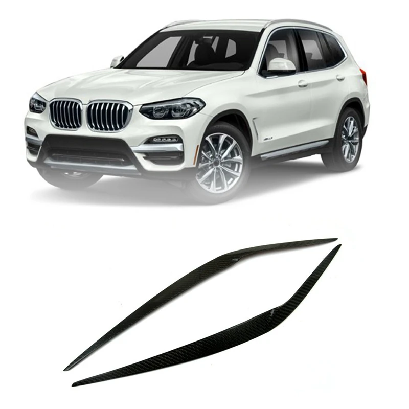 

Real Carbon Fiber Headlight Eyebrows Eyelids Stickers Trim Cover Headlight Lid For -BMW X3 G01 2018 2019 2020 2021