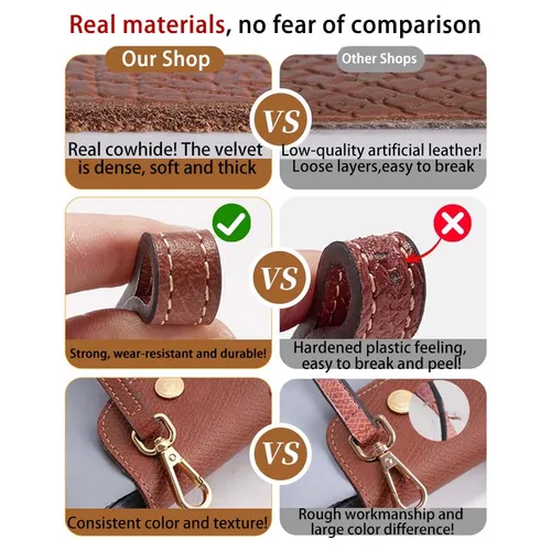 Imagen 2 del producto Correa de repuesto para bolso cruzado de cuero de vaca, compatible con Mini correa de hombro Longchamp 2025 Mocha Moka sin modificación de perforación