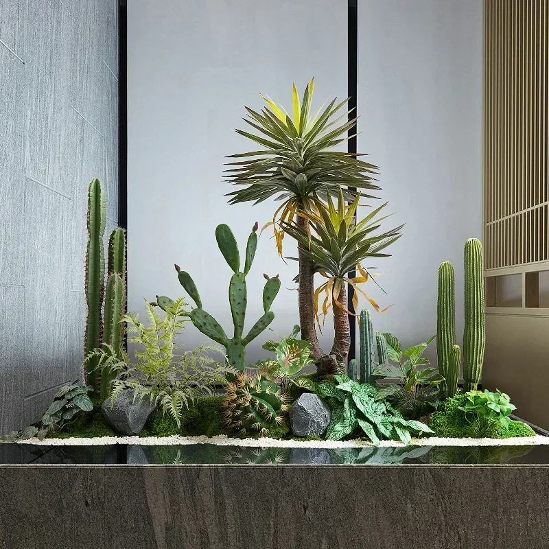 Indoor simulation cactus landscaping large creative plant combination  mall hotel office decoration