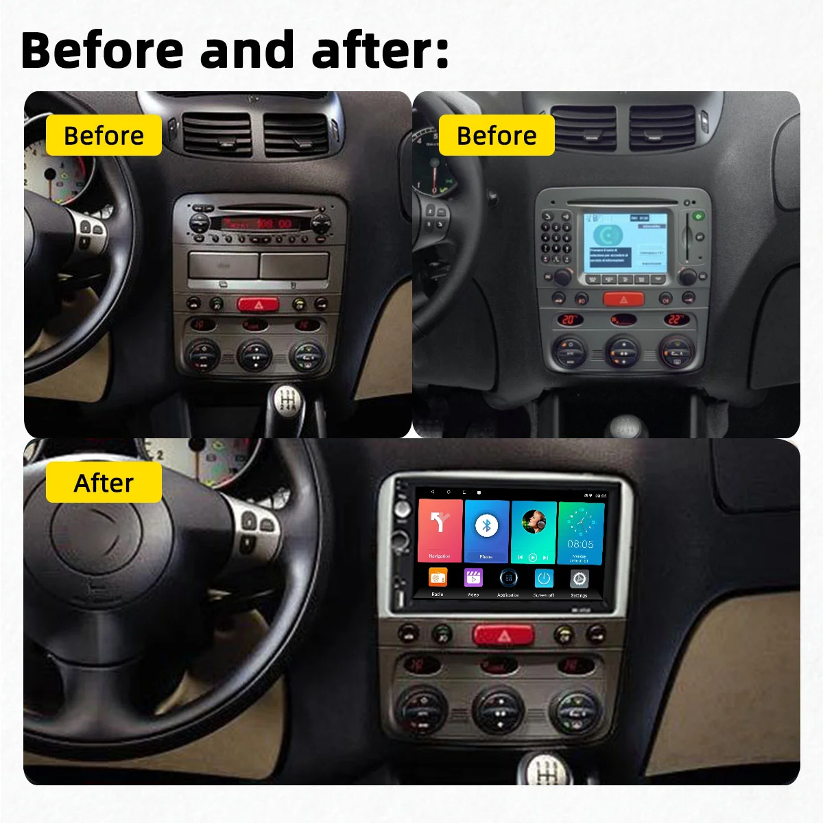 For ALFA ROMEO 147 2000-2010 7 Inch 2 Din Car Multimedia Player Head Unit with Frame GPS Navigation Android Autoradio Carplay