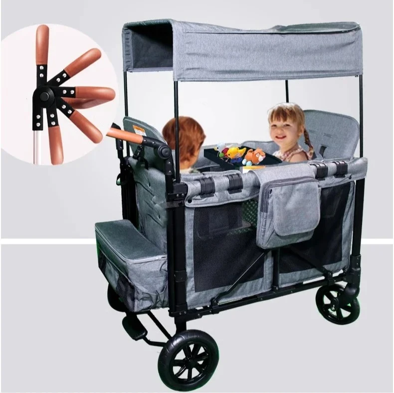 

2 Chil-dren's Double Stroller Practical Truck3 in 1 Stroller Li-ght Stroller