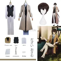 Dazai Osamu Cosplay Bungo Stray Dogs Cosplay Costume Long Jacket Coat Suit Adult Men Anime Halloween Christmas Clothing Costume